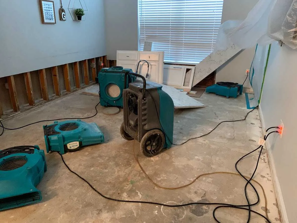 Dehumidifier in flood-cut room for Water Extraction & Removal in Essex Junction